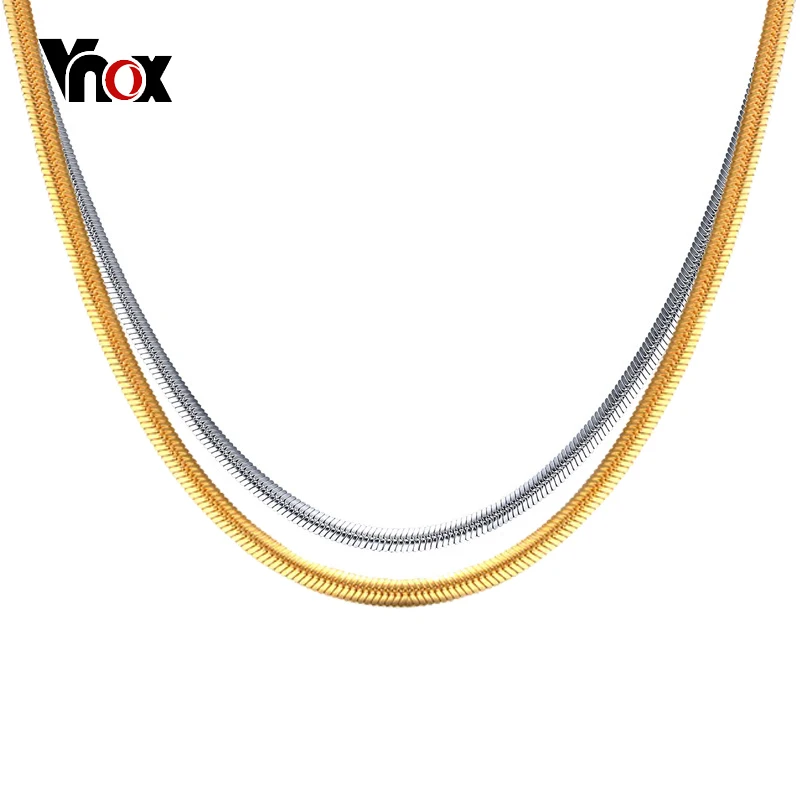 Мужская цепочка со змеиным плетением Vnox золотистая из нержавеющей стали 24 дюйма