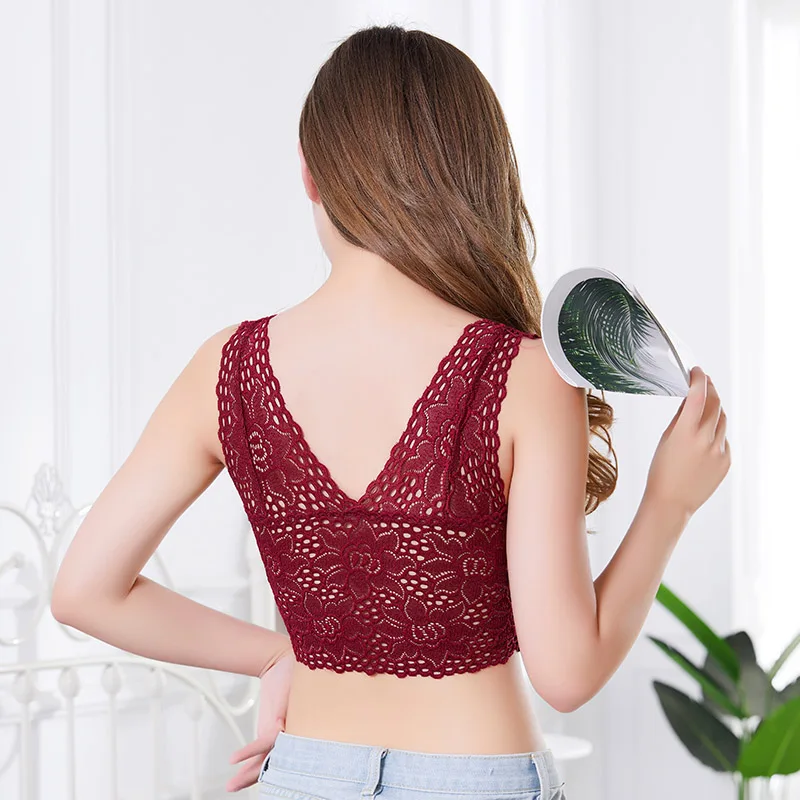 

Women Flower Tank Top Bra Sexy Lace Floral Cami Bralette Crochet Vest Crop Top