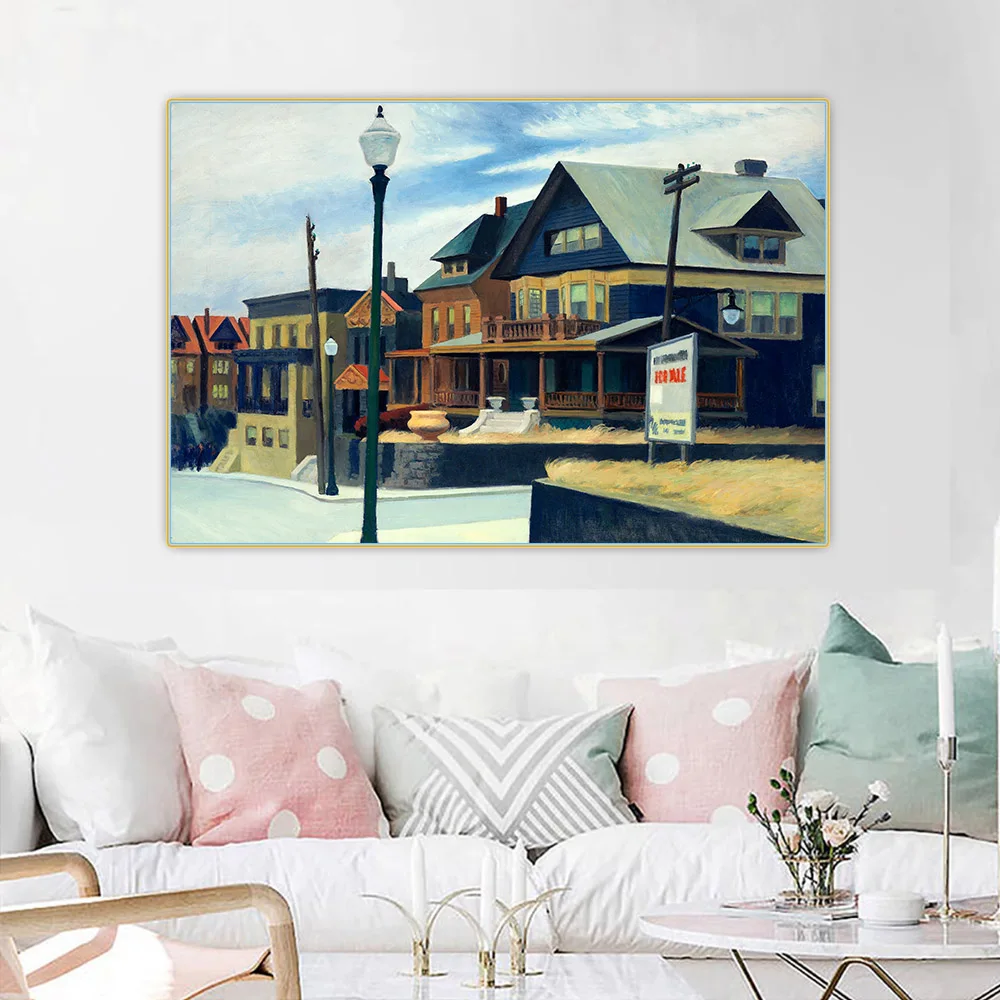 

Edward Hopper"East Wind Over Weehawken ,1934"Canvas Oil Painting Western Art Decor Poster Wall Aesthetic Home Room Decoration