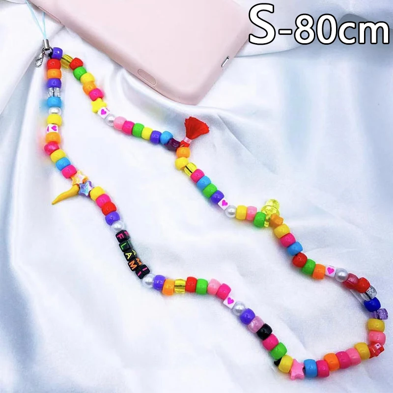 Colorful Acrylic Long Beads Mobile Phone Anti-lost Bead Chain Charm Ladies Summer Jewelry
