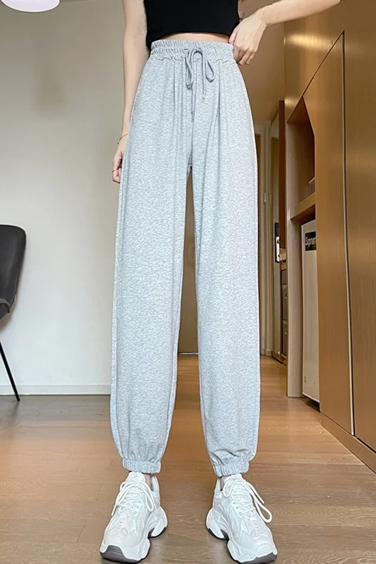 Серые спортивные брюки с высокой талией женские прямые защитные Лето 2021 новые