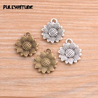 pulchritude 20pcs 1518mm metal alloy two color sun flower charms plant pendants for jewelry making diy handmade craft