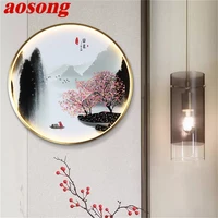 aosong indoor wall lamps fixtures led chinese style mural creative light sconces for home study bedroom