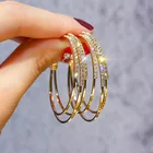 HHSPPF XY Новинка Европа Америка преувеличенные элегантные Геометрические круглые серьги с кристаллами простые золотые женские серьги в форме с ювелирные изделия