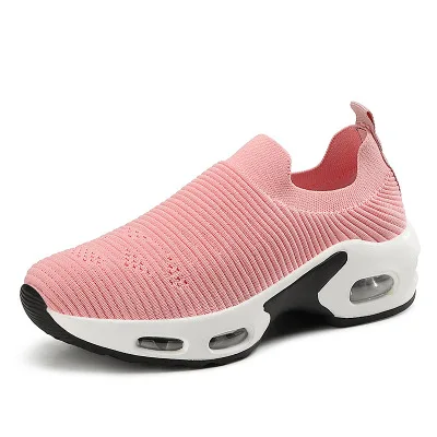 

2020 New Mesh Breathable Leisure Travel Shoes Thick Bottom Wedge Shake Shoes Non-slip Foot Socks Women's Shoes Plus Size