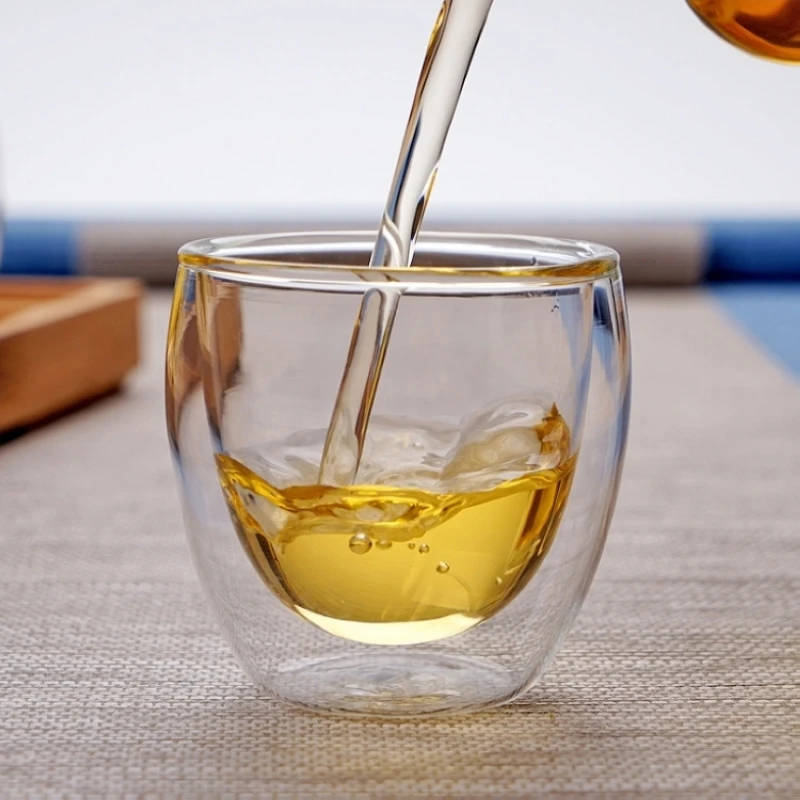 Термостойкая чайная кружка es 80 мл стеклянная с двойным дном без свинца для вина