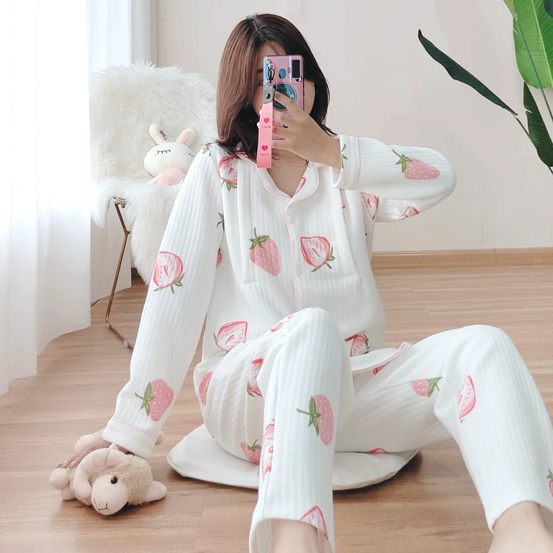 Хлопковая одежда для беременных/одежда сна мягкая теплая Пижама грудного