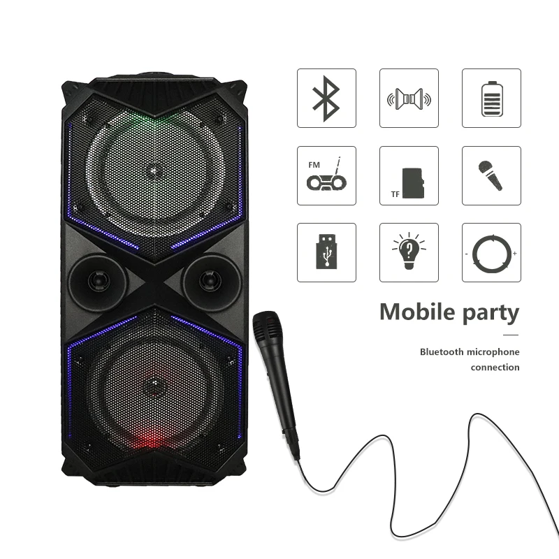 Большой мощности Bluetooth динамик беспроводной стерео сабвуфер тяжелый бас колонки музыкальный плеер Поддержка микрофон FM радио TF FM радио