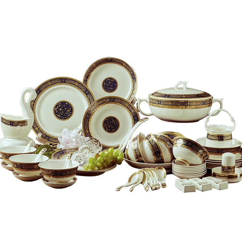 

European tableware set 60 Jingdezhen high-grade bone China dishes set Western Phnom Penh ceramic household gifts
