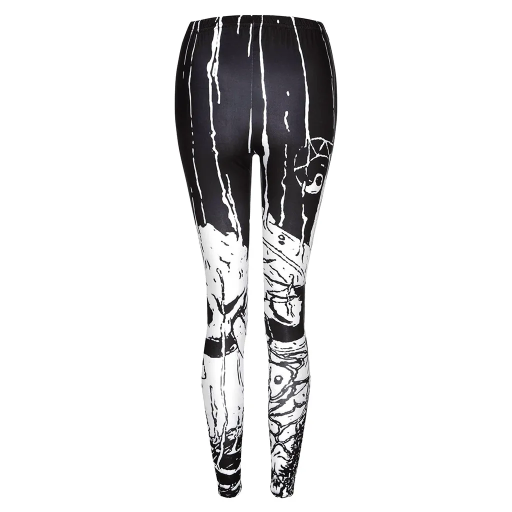 JAYCOSIN Women Ladies Skeleton Printed Fitness Halloween Leggings Stretch Pants Trousers Micro-elastic Sports Fashion | Женская одежда