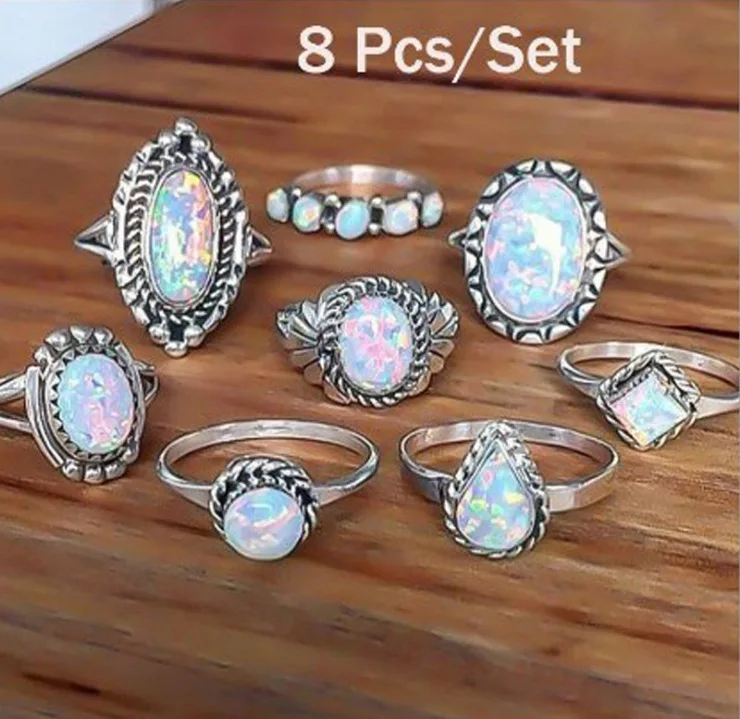 6/8/9 шт 1 набор кольцо Bague модные драгоценные камни стразы винтажные кольца для