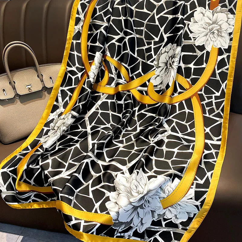 

2021 женский Шелковый зимний шарф, роскошный дизайн, женская пляжная шаль с принтом, шарфы, модный гладкий платок, Женский хиджаб