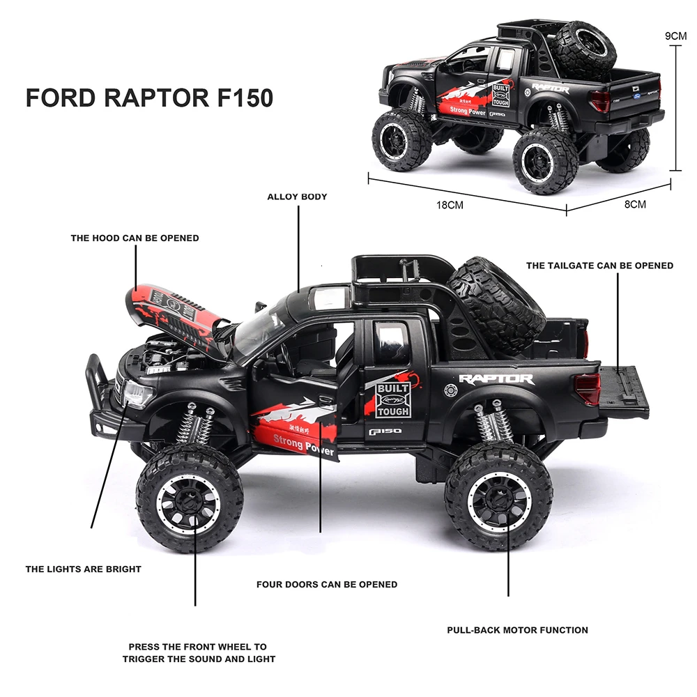 1:32 автомобилей горячая модель колеса автомобиля Ford Raptor 150 металлический корпус