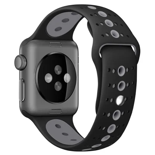 Силиконовый ремешок для apple watch 5 ремешок 44 мм 40 мм iWatch 38 мм 42 мм пористый спортивный ремешок для часов Браслет apple watch 4 3 2 1 38 40 - Цвет ремешка: Black gray