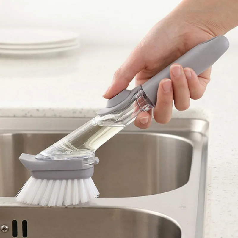 

Vertical Suction Cup Decontamination Cup Brush + Automatic Liquid Addition Brush Pot Artifact Set Kitchen Sink Cleaning Artifact