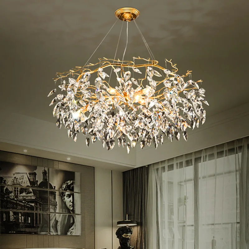 

Nordic Luxury Gold Crystal Chandelier Lighting Modern Room Decoration LED Ceiling Chandelier Loft Art Hanging Lamps Living Room