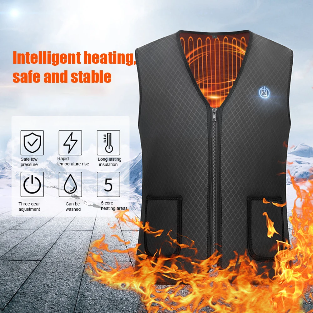 

Women Men Magnetic Therapy Soft Electric Heating Vest Waistcoat Fishing Skiing Adult Riding Outdoor Sports Winter Warm Washable