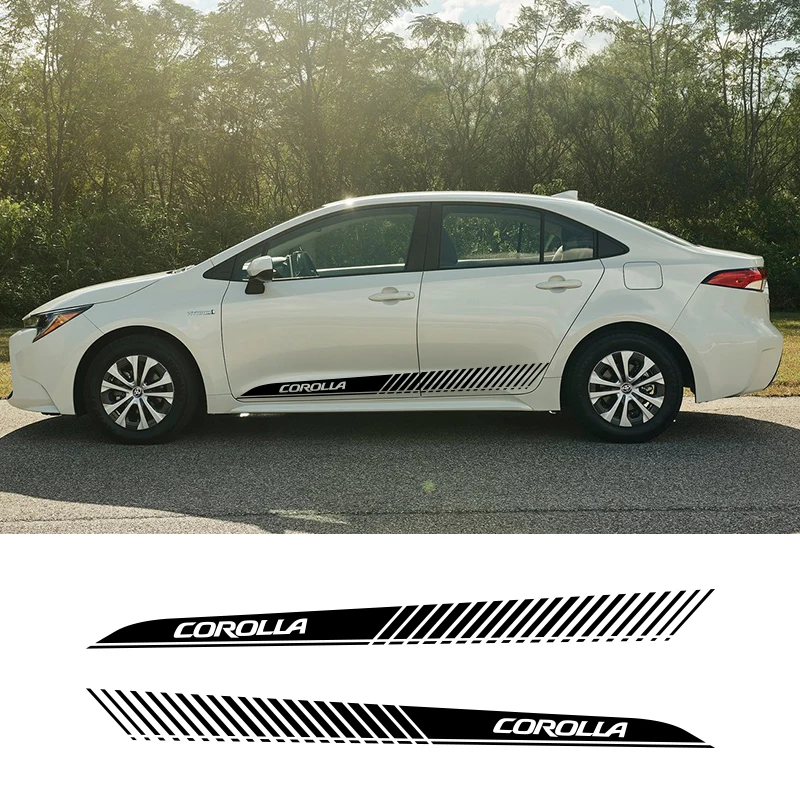 

2 PCS Vinyl Side Decals Stripes Wraps Body Stickers Car Styling For Toyota Corolla