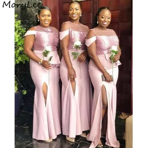 Bridesmaid Dresses Scoop Sleeveless Side Slit Mermaid Satin Pleated Pearl Bridesmaid Dresses Wedding Party Bridemaid Gowns Bridesmaid Dresses Scoop Sleeveless Side Slit Mermaid Satin Pleated Pearl Bridesmaid Dresses Wedding Party Bridemaid Gowns