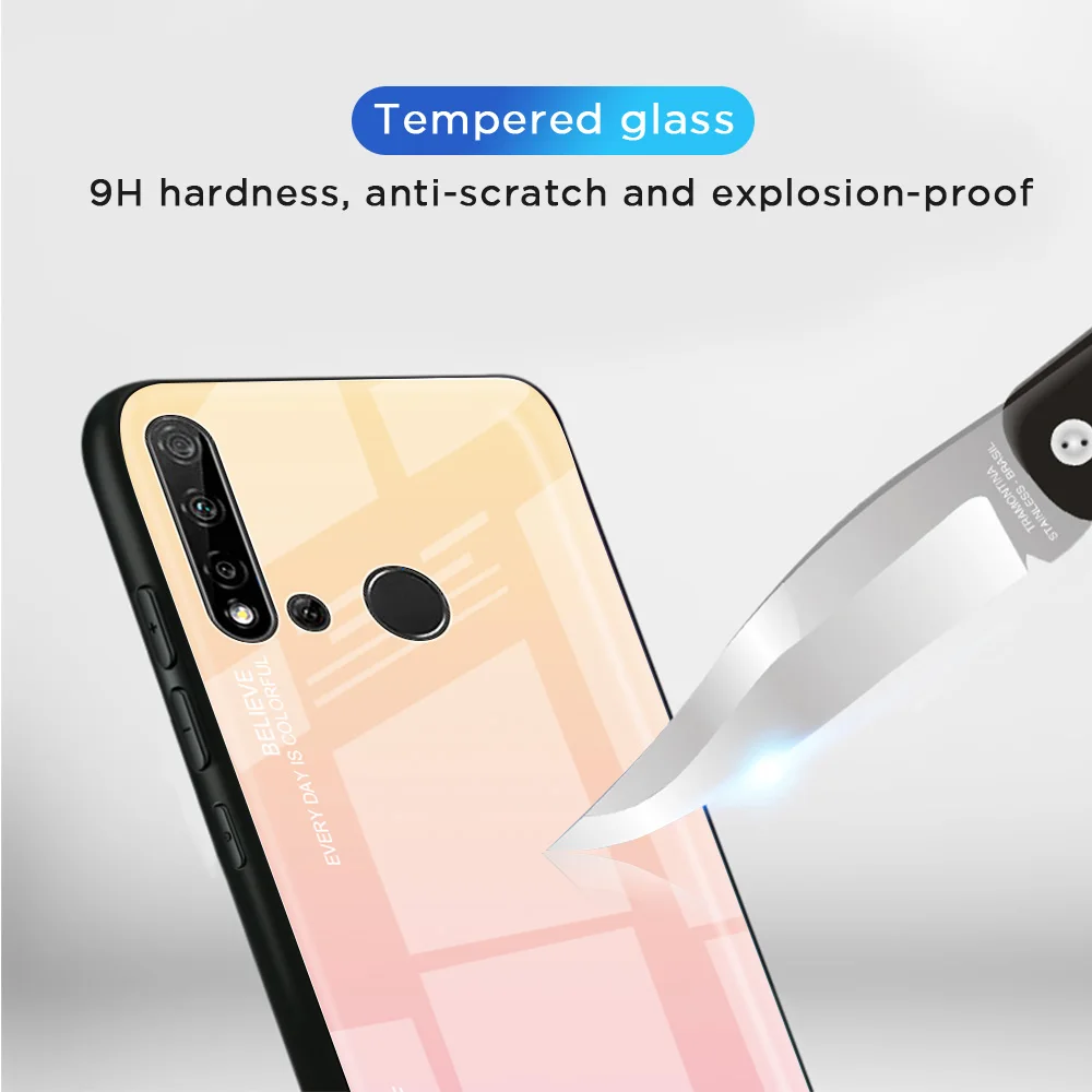 Чехол из закаленного стекла с градиентом для huawei P20 Lite Pro задняя крышка телефона |
