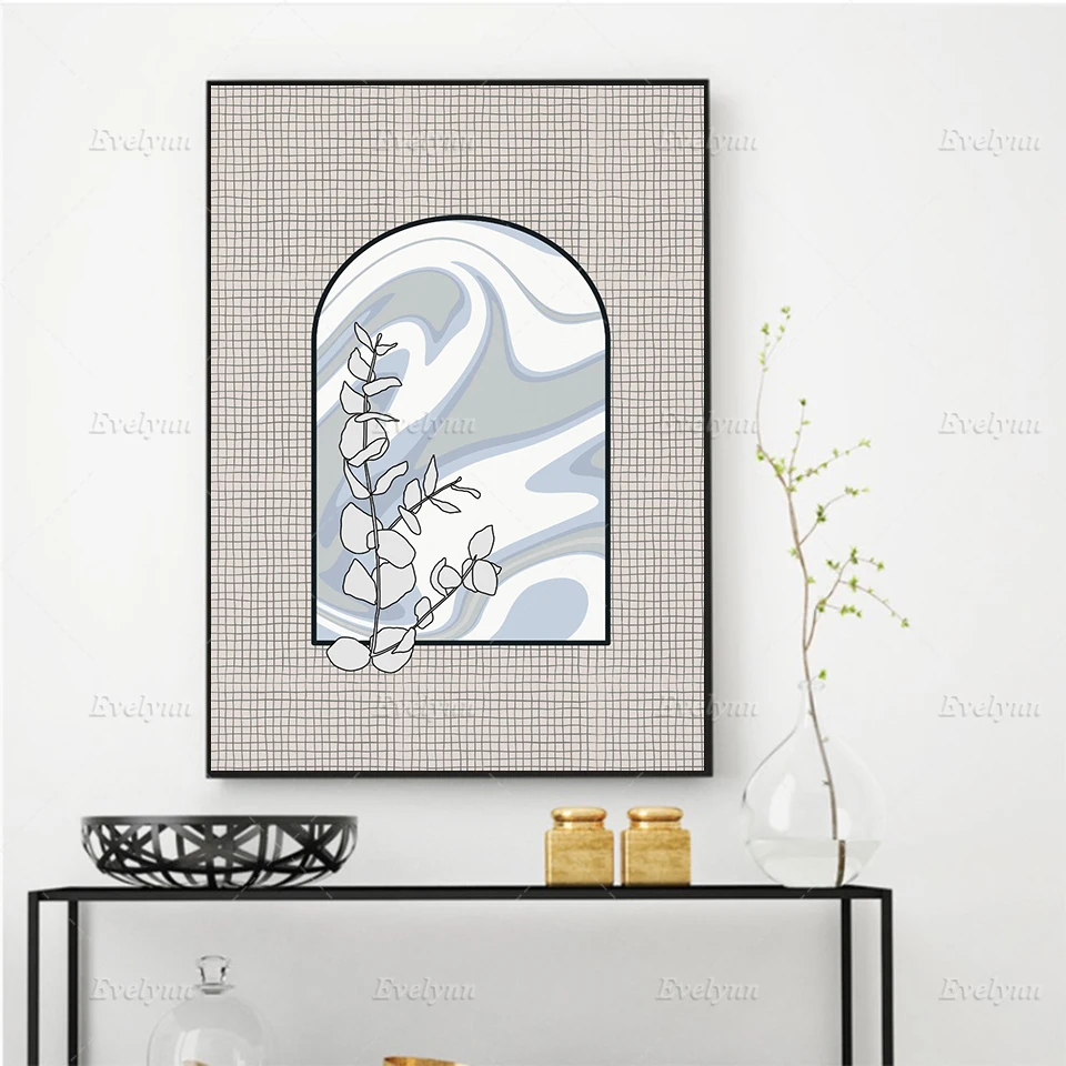 

Nordic Eucalyptus Leaves,1960s Wall Art,Modern Line Drawing Canvas Painting Home Decor Poster And Print Picture For Living Room