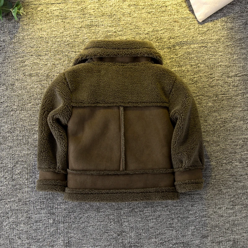 Новинка замшевые куртки для мальчиков Зимние флисовые детские пальто детская