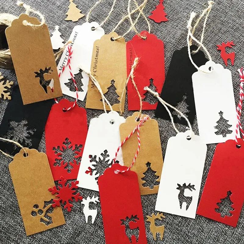 100 шт. рождественский подарок крафт бумага бирки бумажные снежинка лось