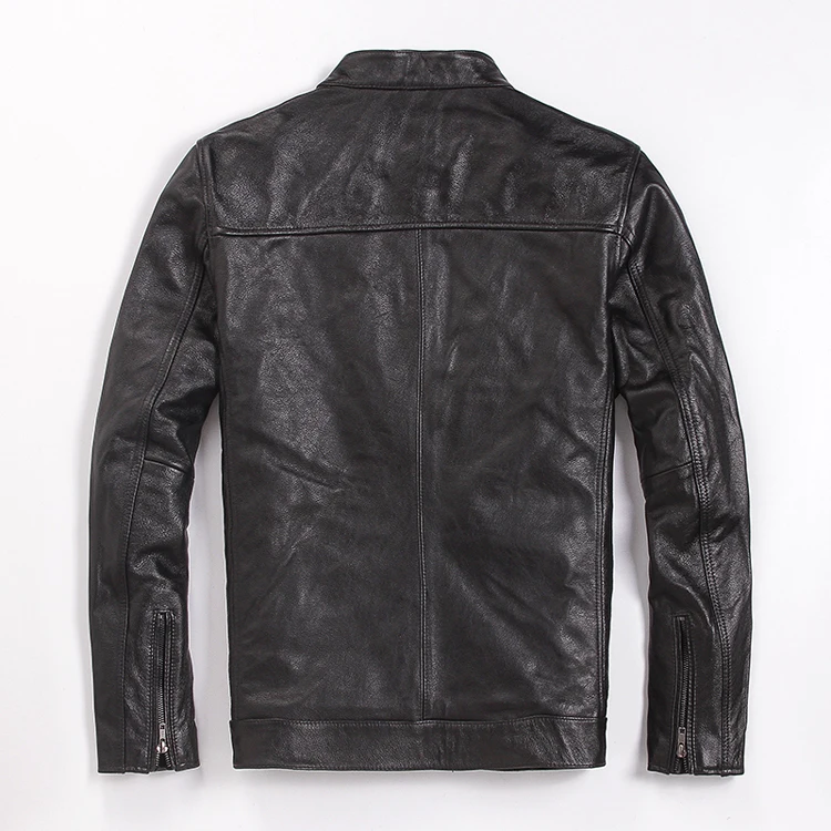 

Men Fashion Slim Genuine Leather Jacket Cool Plus Size Mens Cowhide Coat Casual Style Jackets Sales