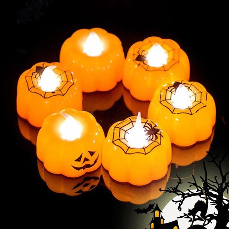 Pumpkin Halloween LED Candles Light Tealight Lamp Battery Home Best Gift Creative Flameless Flickering Electronic | Освещение