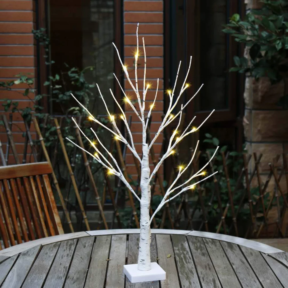 

Battery Powered 45cm 60cm LED White Birch Tree Branches Night Light Table Lamps Bedroom Party Wedding Indoor Home Decor Lighting