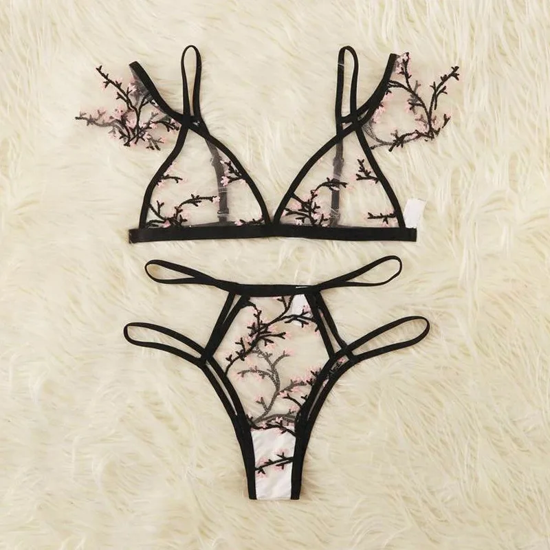 

Women Wire Free Thin Lingerie Set Sexy Bralette 3/4 Cup Bra Sets Underwear for Breathable Comfortable Intimates Bras Set