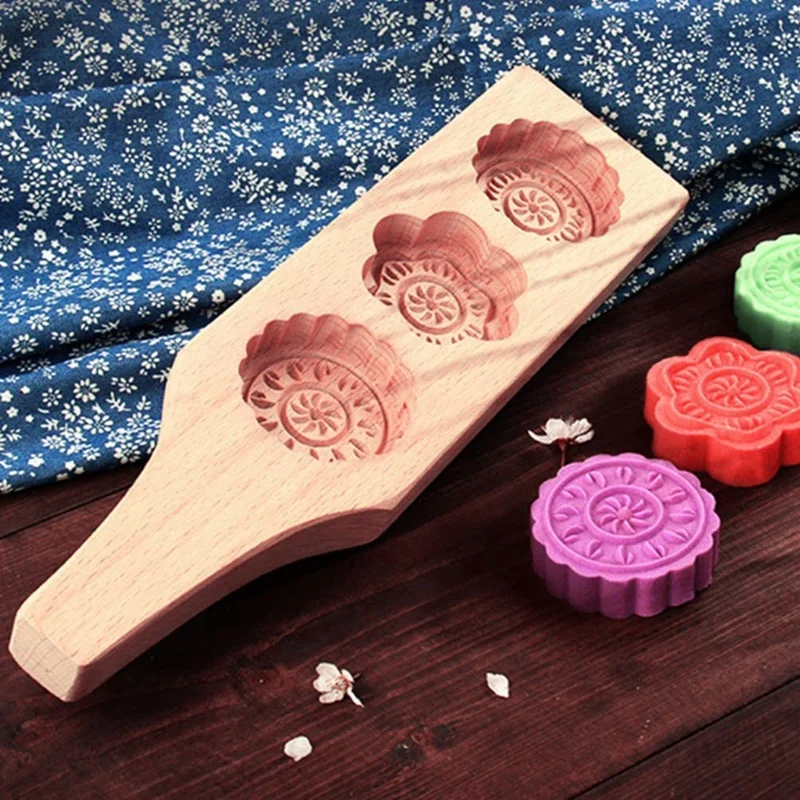 Форма цветка MoonCake прессформа деревянная ручная форма выпечки для маффина Mooncake