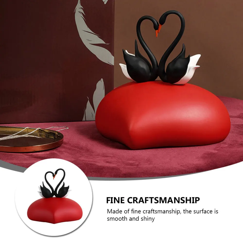 

1pc Creative Couple Swan Figurine Decor Swan Lover Adornment Desktop Ornament