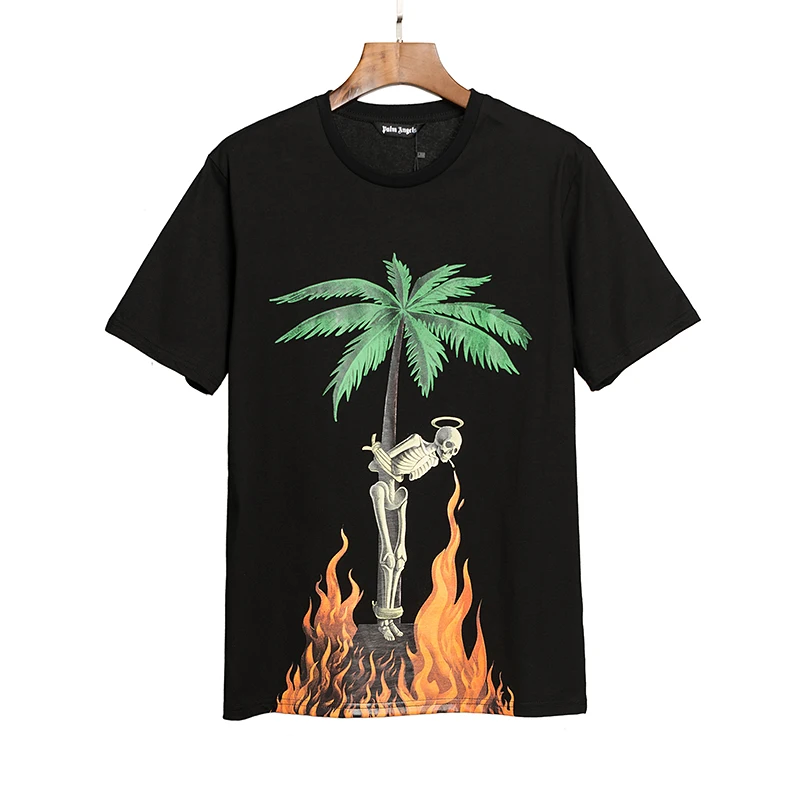 

Palm Angels coconut flame letter printing short-sleeved men women European American tide brand high street T-shirt 156416548