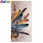 Картина с перьями, квадратнаякруглая, 5d, абстрактная Красочная картина, алмазная вышивка, Декоративная Настенная картина