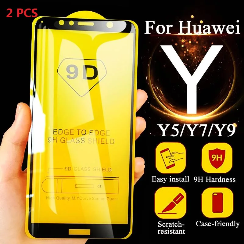 2 шт. полноэкранная защитная пленка из закаленного стекла для Huawei Y9 Y7 Pro 2019 фольги