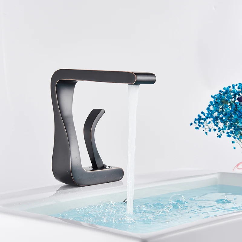 Бесплатная доставка черный смеситель для ванной комнаты кран раковины с горячей