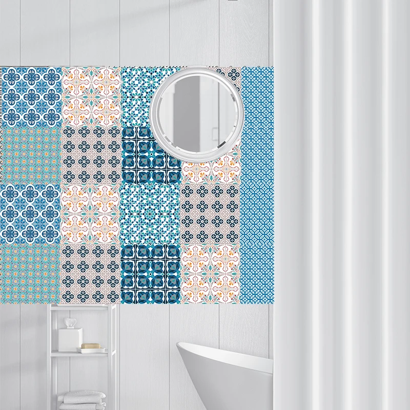 

10/15/20cm Classical Morocco Style Tile Stickers Wall Sticker PVC Wallpaper Kitchen Adhesive Bathroom Toilet Waterproof Europe