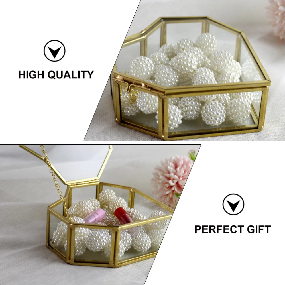 

1Pc Heart-Shape Design Transparent Jewelry Box Retro Style Jewelry Storage Box