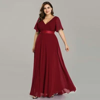 a line chiffon formal evening dress model pictures v neck long large size womens special occasion dresses
