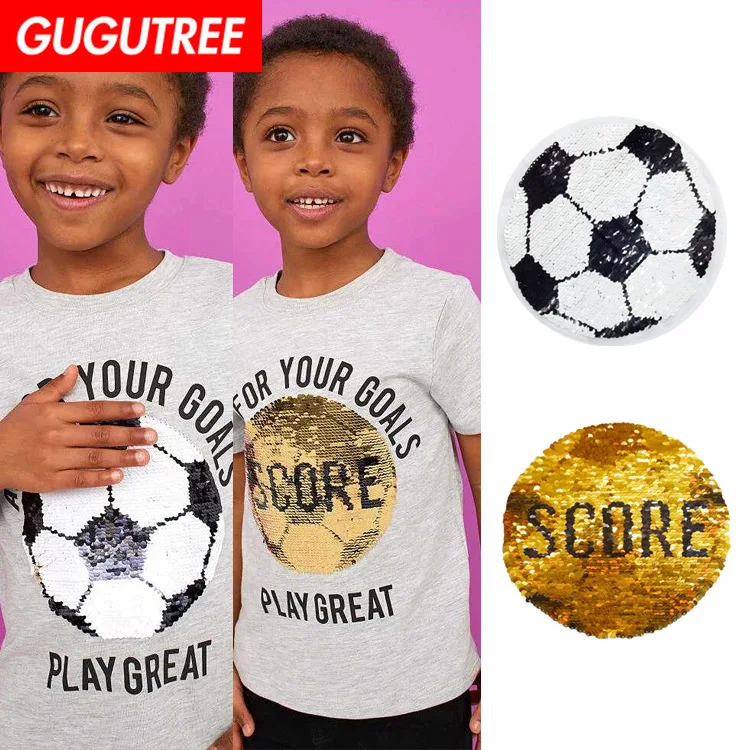 Большие футбольные нашивки с вышивкой и блестками GUGUTREE Детские значки