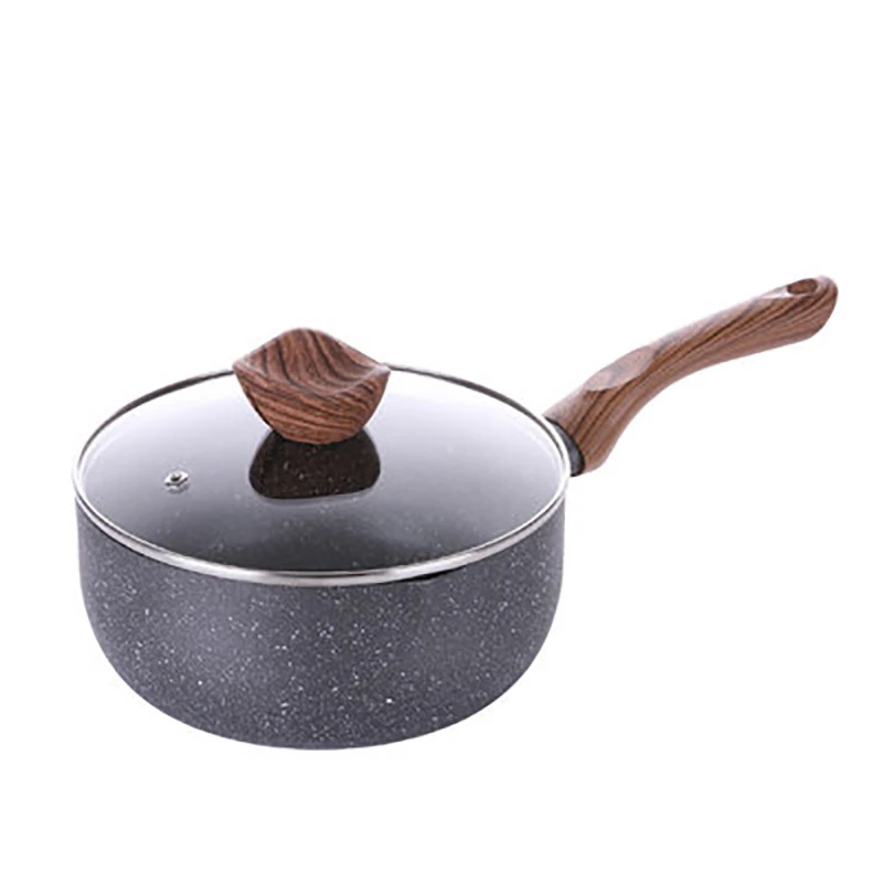 20cm With cover 16-20 см алюминиевый камень майфан емкость для молока антипригарная сковорода суповая кастрюля с толстой кастрюлькой со стеклянной крышкой для индукционной Плита Газовая плиты - Цвет: 20cm With cover