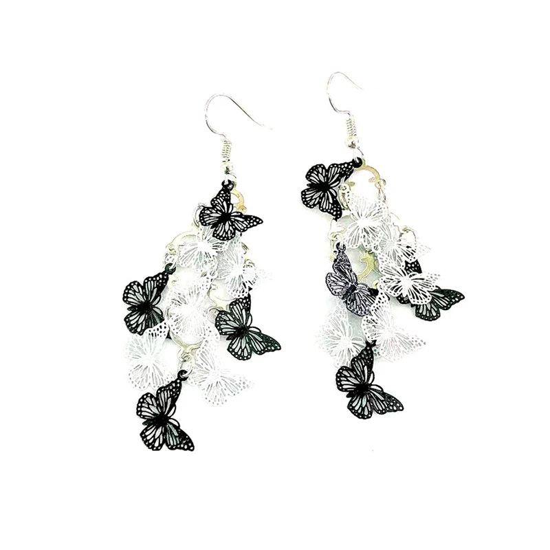 Уникальные серьги-бабочки на шнурке цветные длинные висячие серьги-подвески с