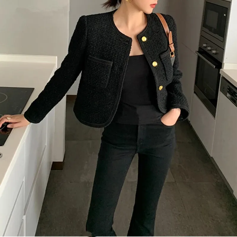 

Chic Loose Women Korean Stylish Short Blazer Autumn Single Breasted Female Suit Jacket Full Sleeve Outwear