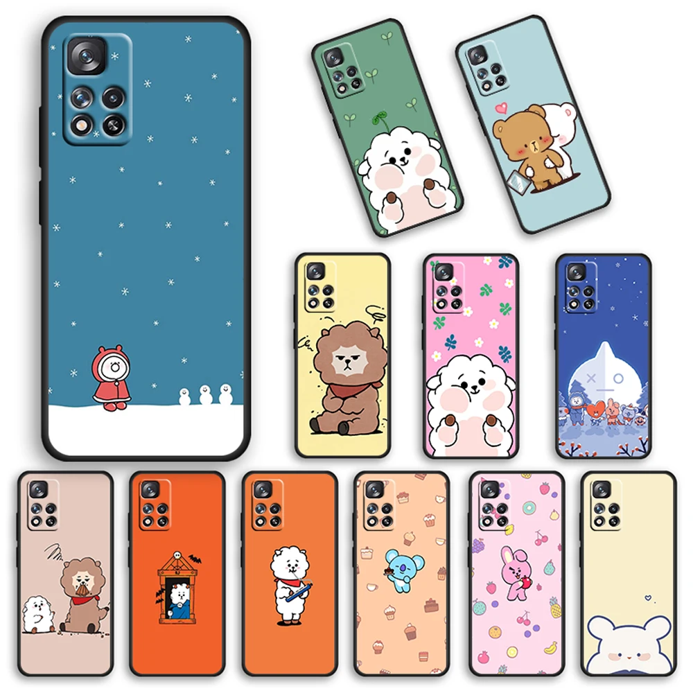 

Cute Animal Bear Lamb For Xiaomi Redmi 10 10X Pro 9T 9C NFC 9A 9 8A 8 7 6 5 Plus 4X Silicone Soft Black Phone Case