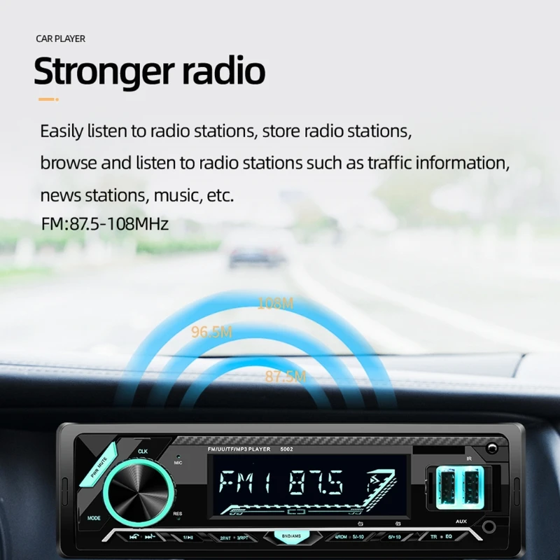 

XXFF New Product Dual USB Car Bluetooth MP3 Player Rechargable Colorful Lighting Card U Disk Radio Host with Square Control