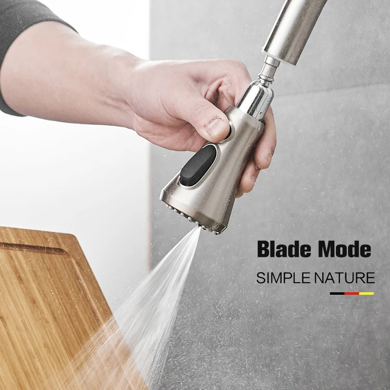 Выдвижной кухонный кран Quyanre матовый черный с 3 направлениями одна ручка вращение