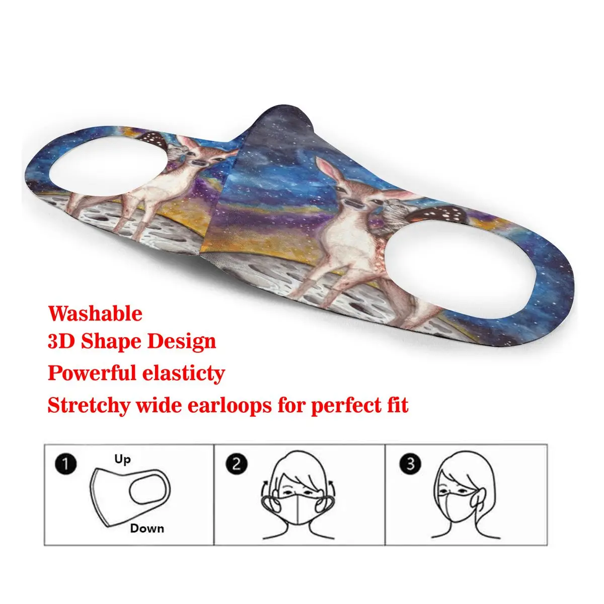 

Dust Mask Butterfly Cat Sika Deer Mouth Face Mask for Adult Kids Windproof Washable Reusable