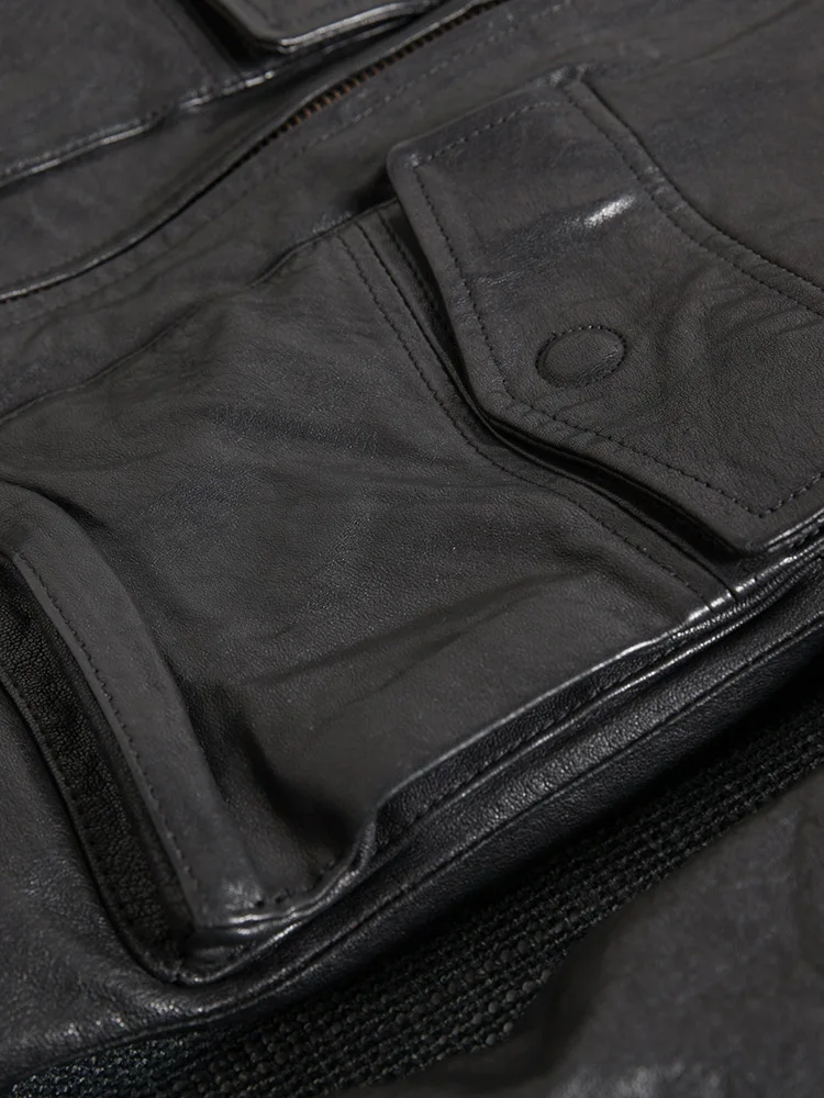 

Leather Genuine Jacket Korean Oil Wax Sheepskin Coat for Men Short Spring Motorcycle Men Leather Jacket