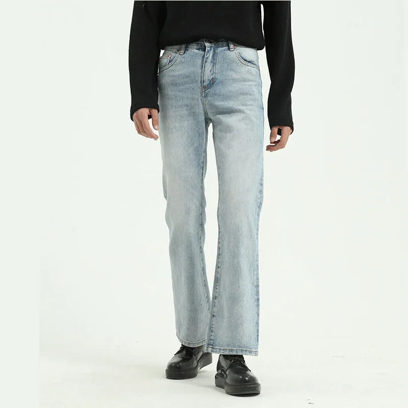 

VIANKANI Men High Street Hip Hop Casual Small Flare Jeans Pant Male Japan Korea Style Vintage Denim Trousers Pant M-2XL